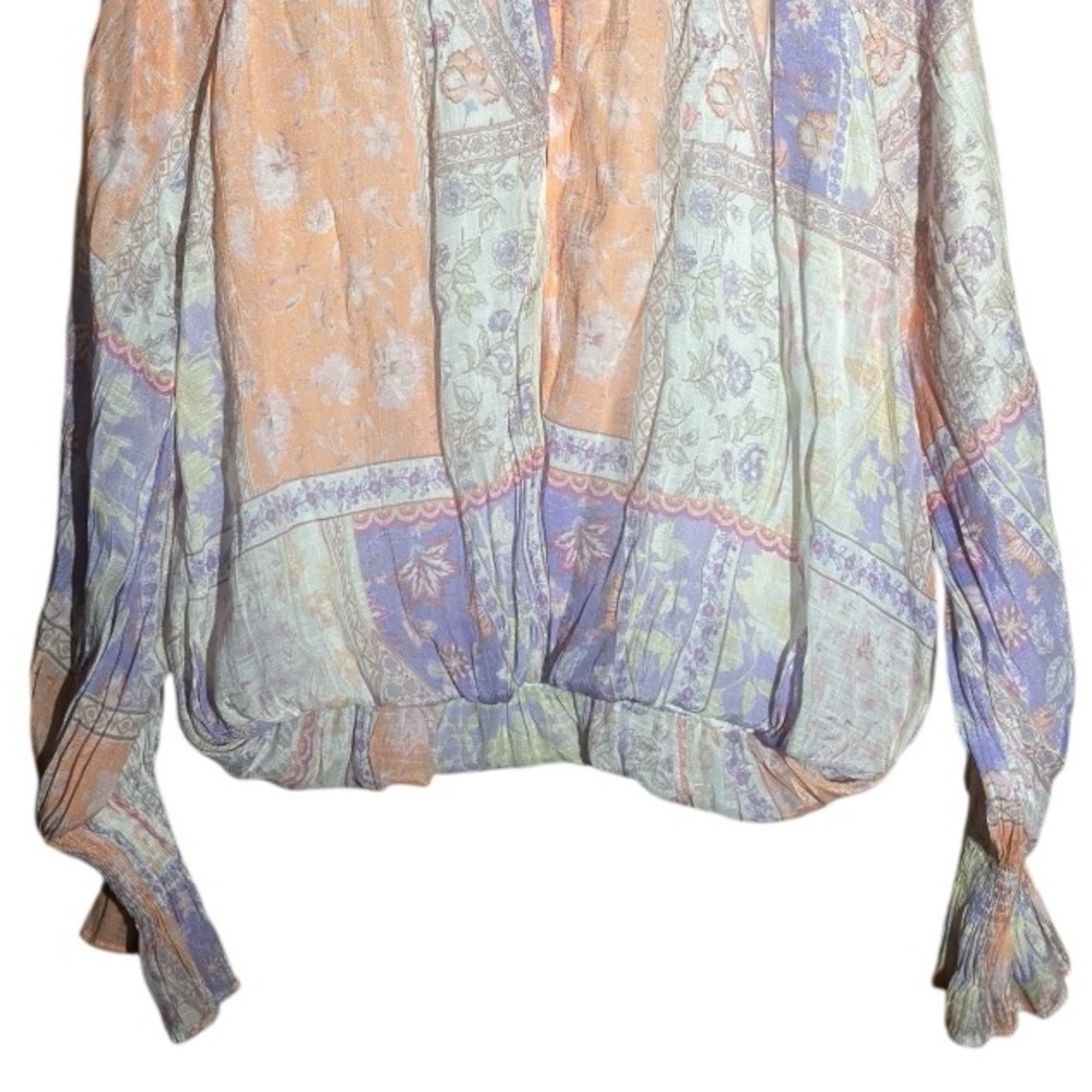 Fate Colorful Patchwork Bubble Sleeve Blouse Size… - image 7